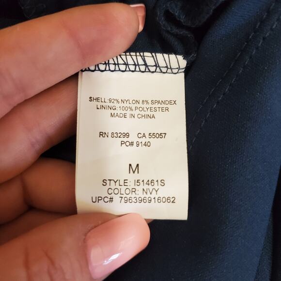 Isaac Mizrahi | Navy Lace Sheath Short Sleeve Dress - Picture 9 of 10